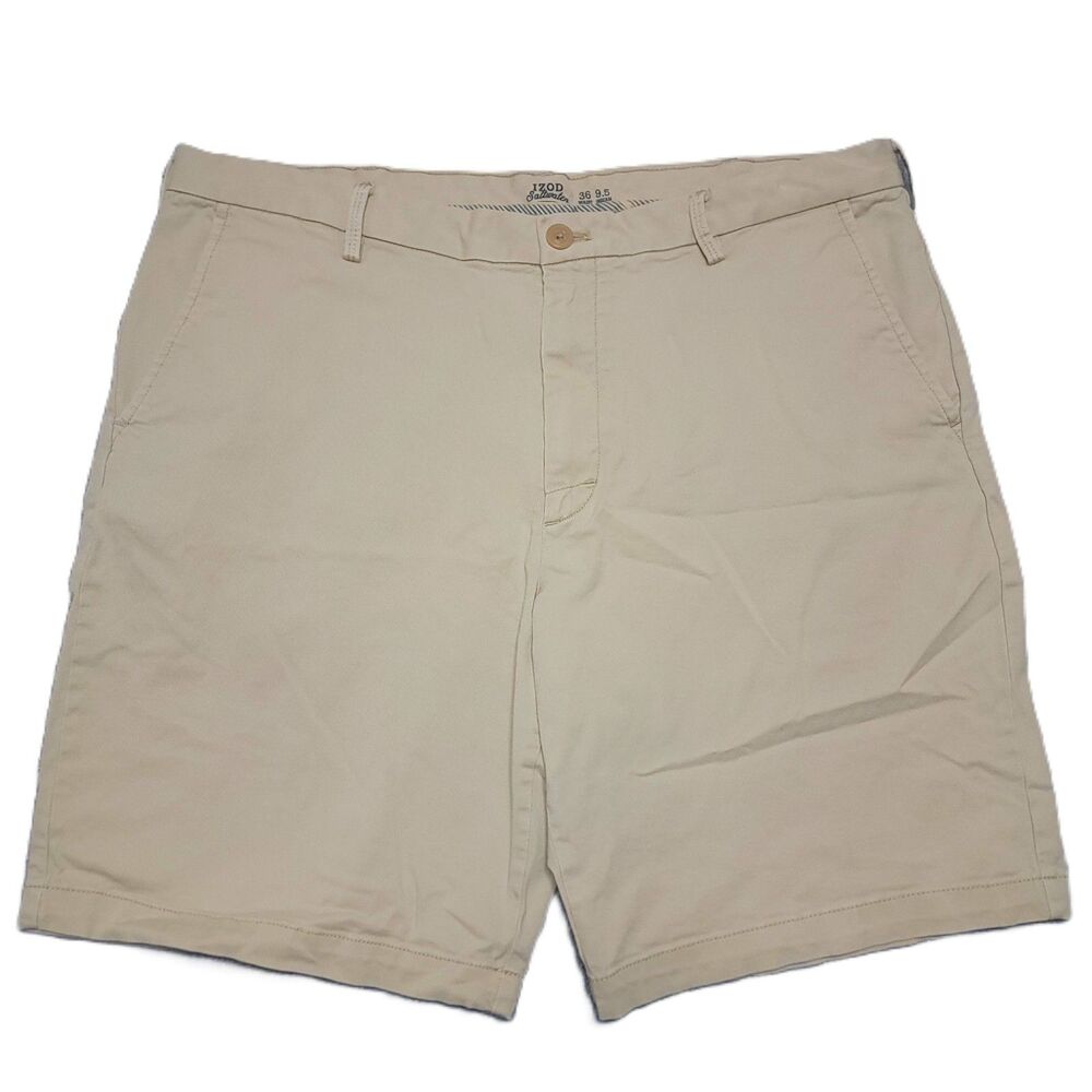 IZOD Saltwater Stretch Mens 36 Shorts Chino Beige 9.5 Inseam